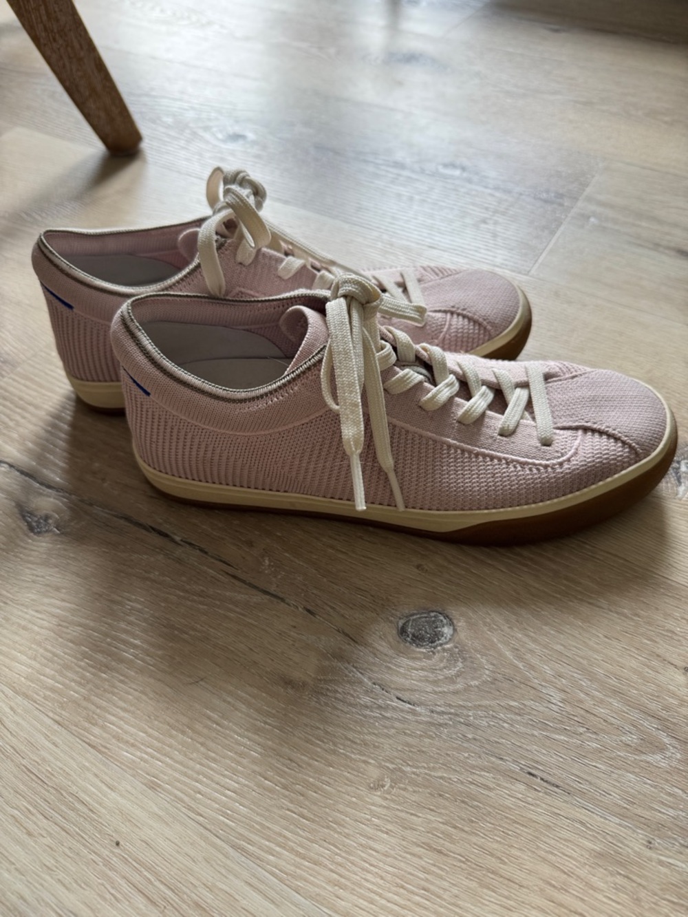 Rothy's Knit Lace-Up Sneakers - Light Pink with Gum Sole size 7
